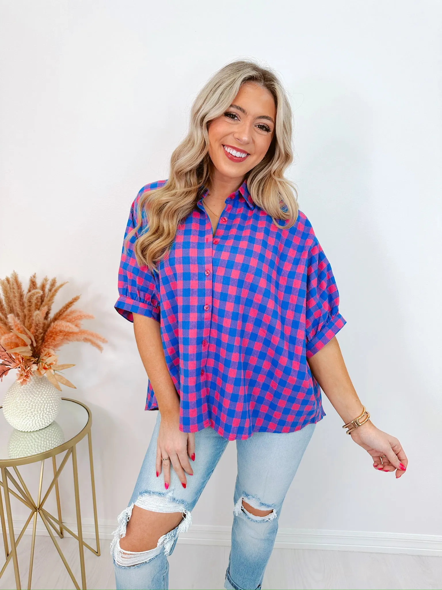 Laura Gingham Oversized Blouse