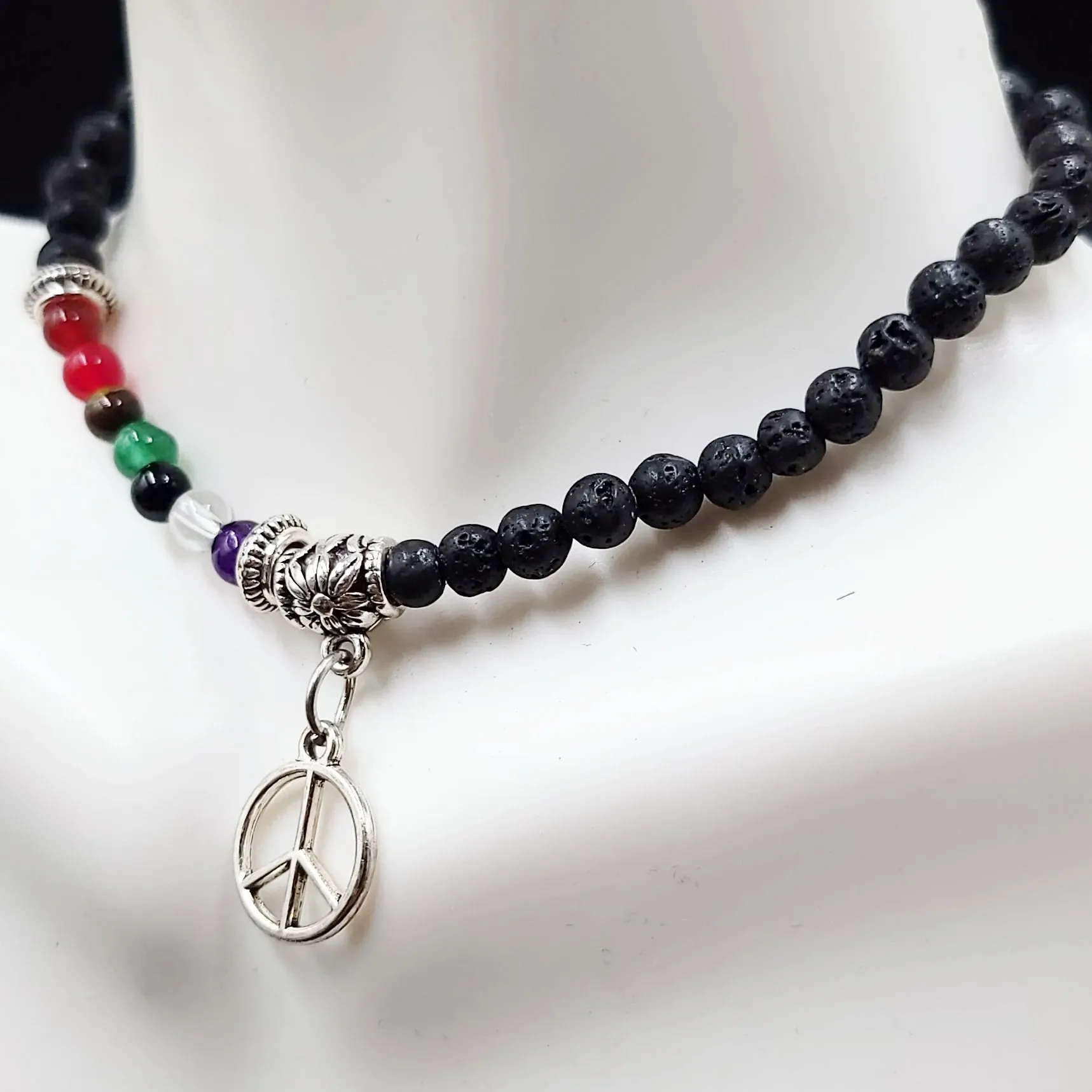 Lava Rock Chakra Bead Bracelet 4mm