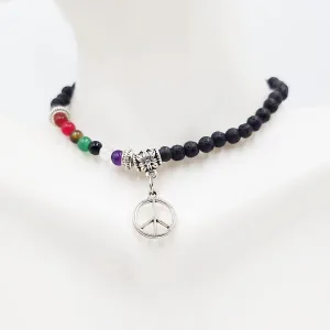 Lava Rock Chakra Bead Bracelet 4mm
