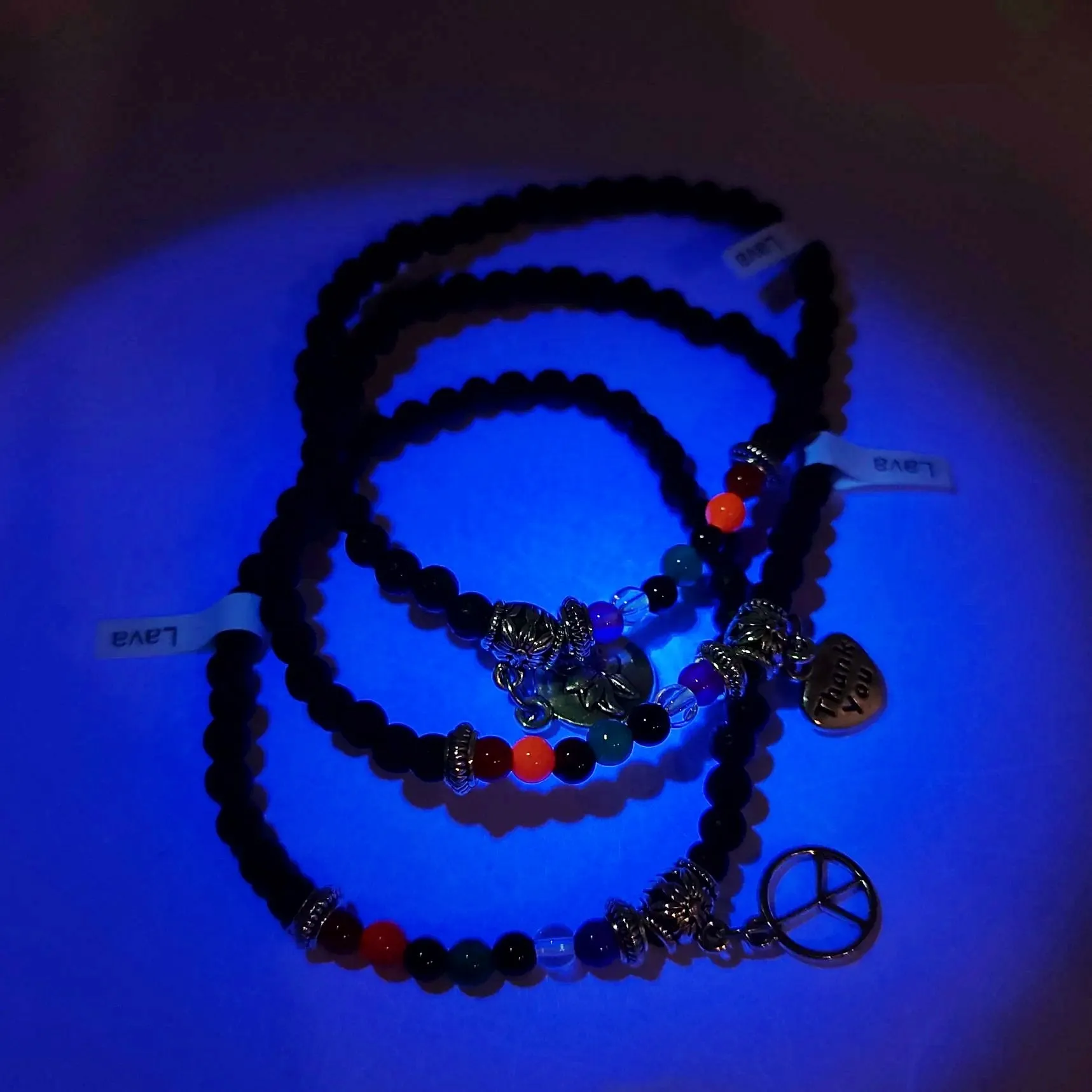Lava Rock Chakra Bead Bracelet 4mm