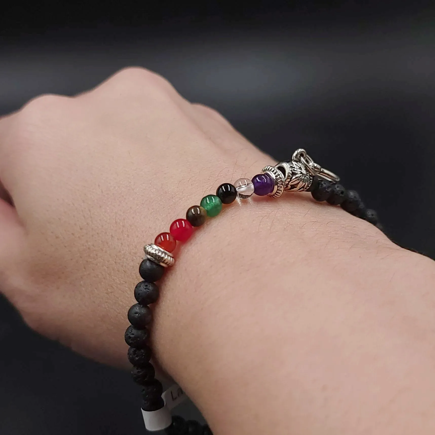 Lava Rock Chakra Bead Bracelet 4mm