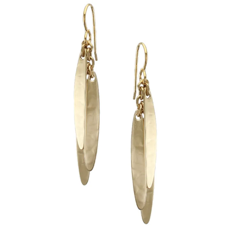 Layered Long Rounded Leaves Earring