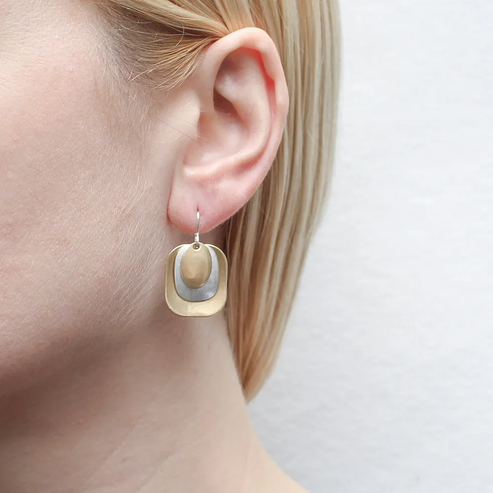 Layered Oval and Rounded Rectangles Wire Earring