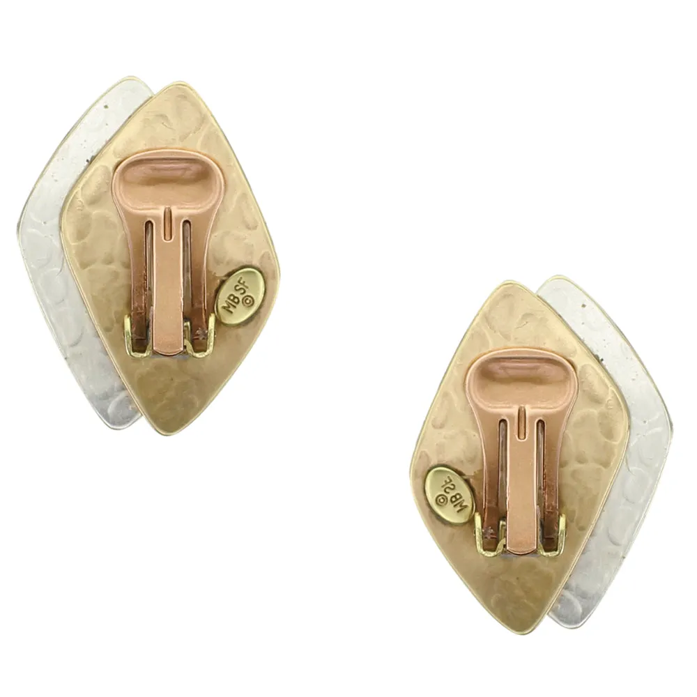 Layered Rounded Diamonds Clip or Post Earring
