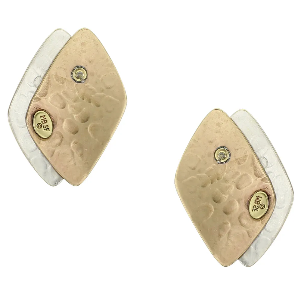 Layered Rounded Diamonds Clip or Post Earring