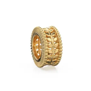 Leaf Branch 18k Solid Yellow Gold 7mm Fancy Spacer Finding Hefty Bead 5mm Large Hole
