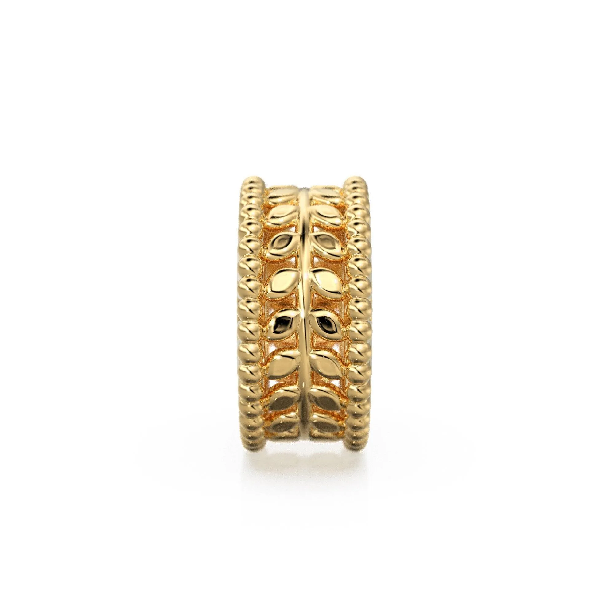 Leaf Branch 18k Solid Yellow Gold 7mm Fancy Spacer Finding Hefty Bead 5mm Large Hole
