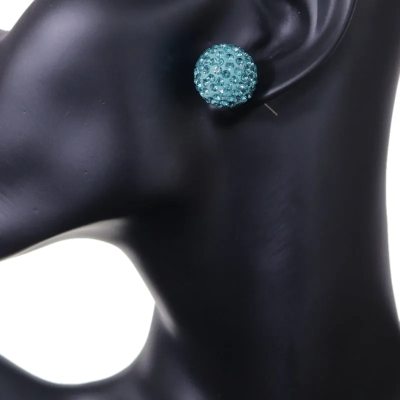 Light Blue Large Fireball Stud Earrings