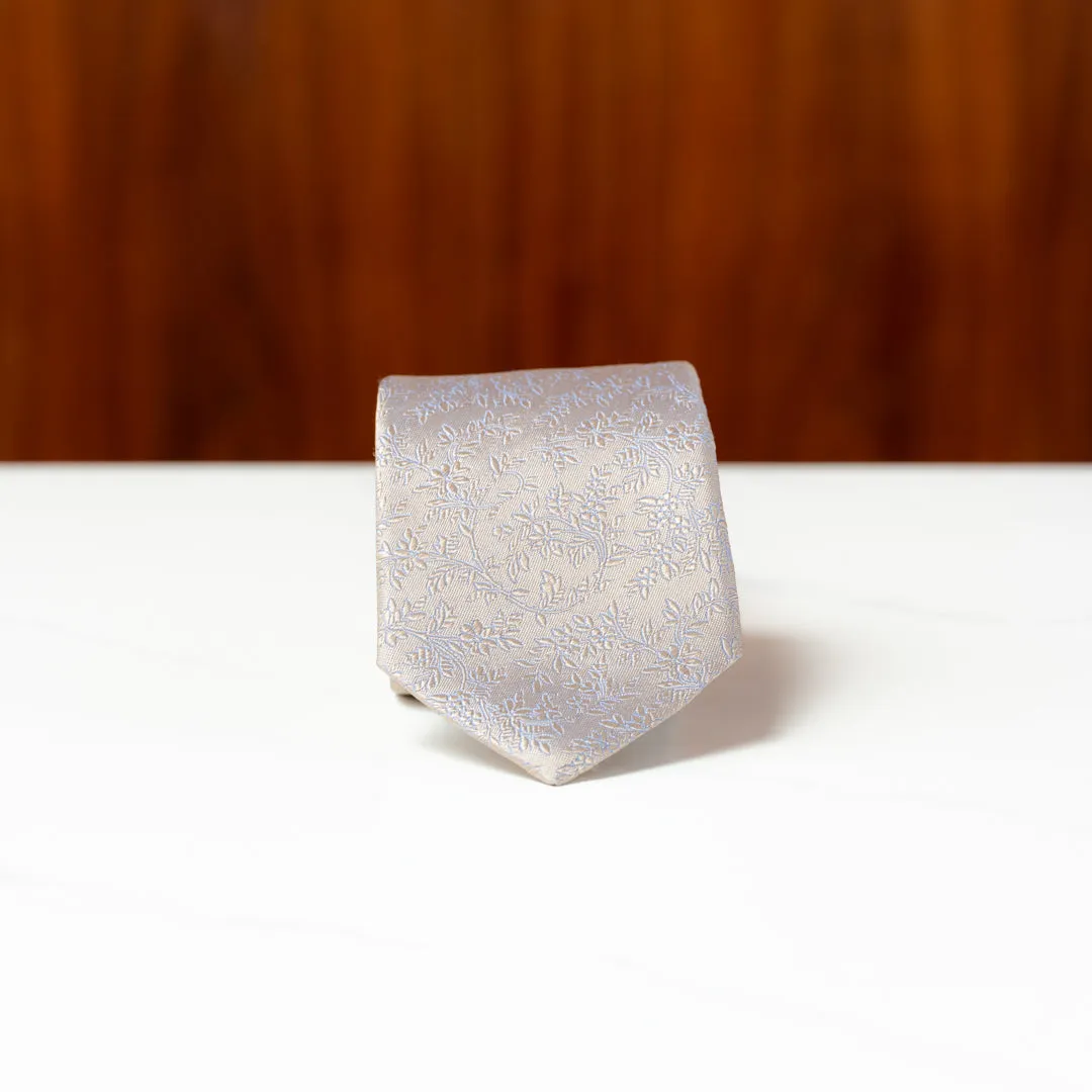 Light Blue Subtle Floral Silk Necktie