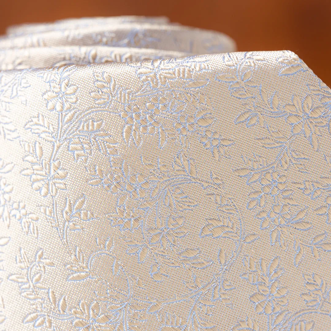 Light Blue Subtle Floral Silk Necktie