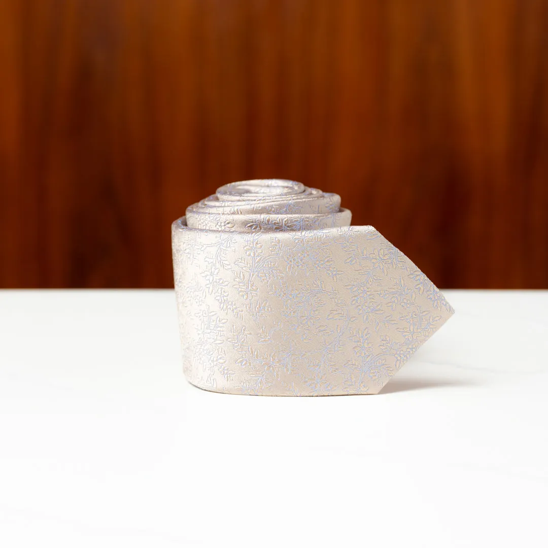 Light Blue Subtle Floral Silk Necktie
