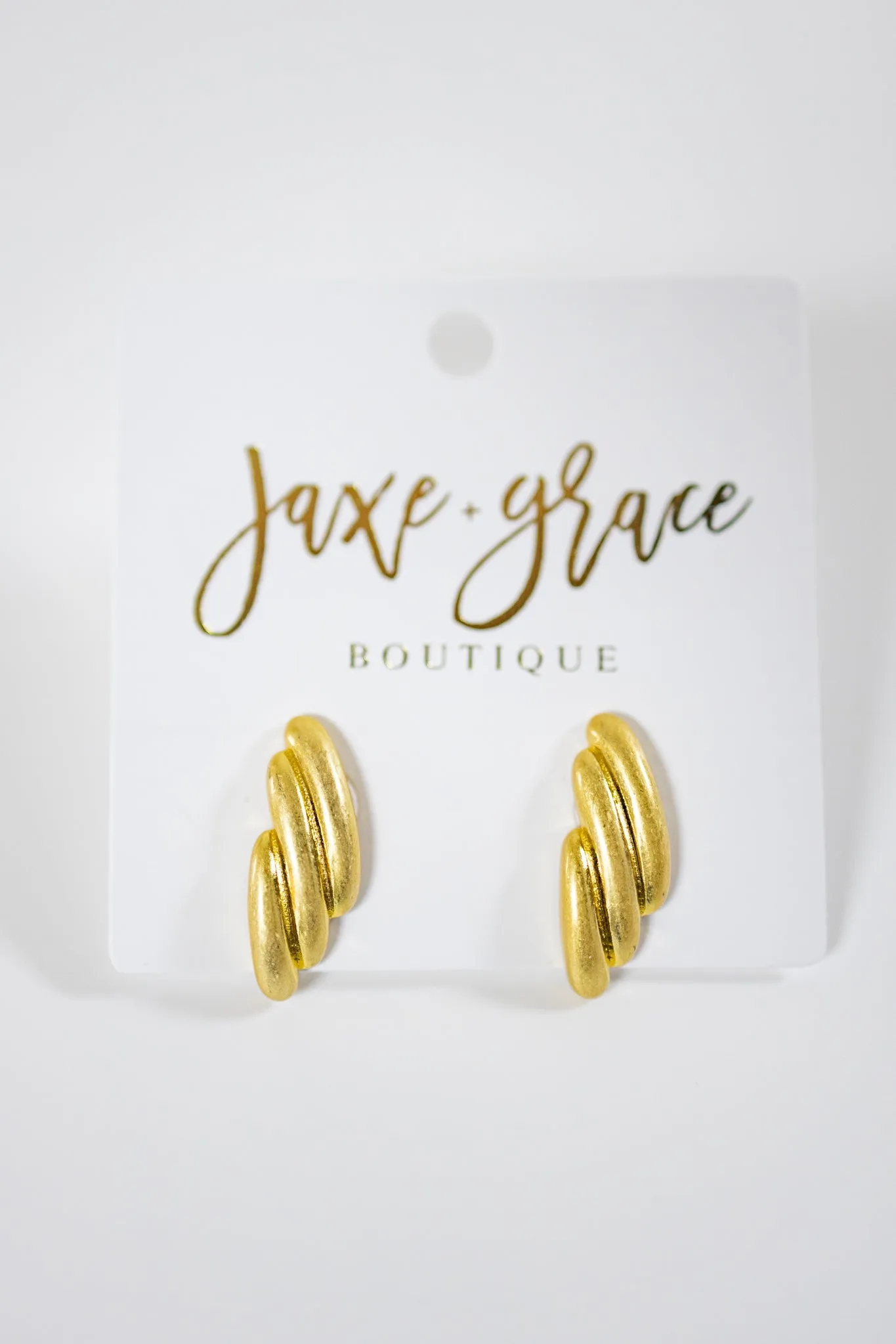 Linked 3 Bar Brass Earrings