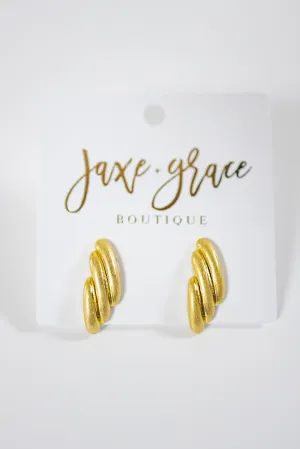 Linked 3 Bar Brass Earrings