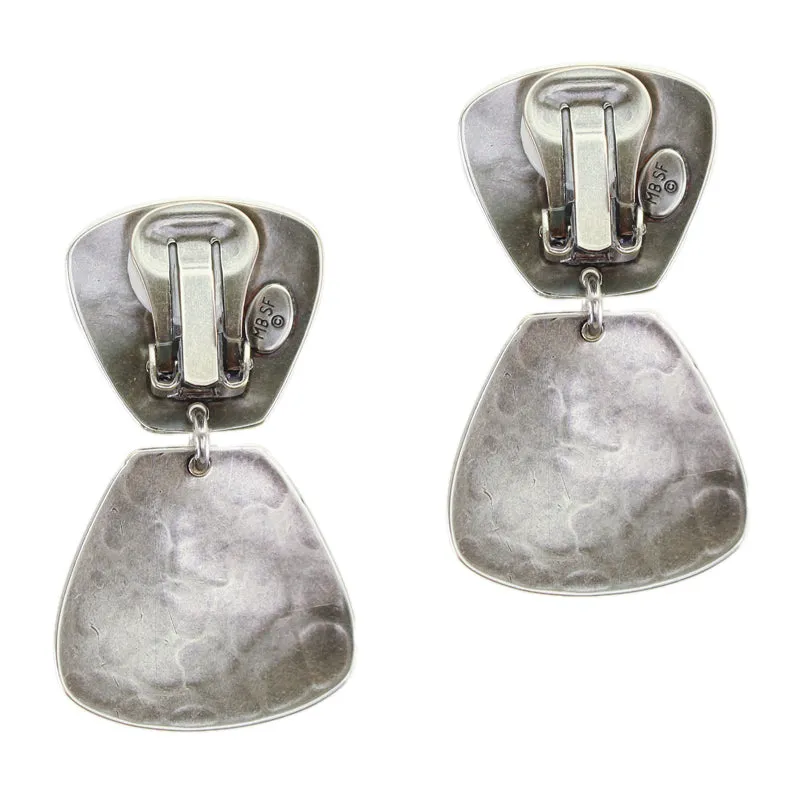 Linked and Layered Rounded Triangles Clip Earring