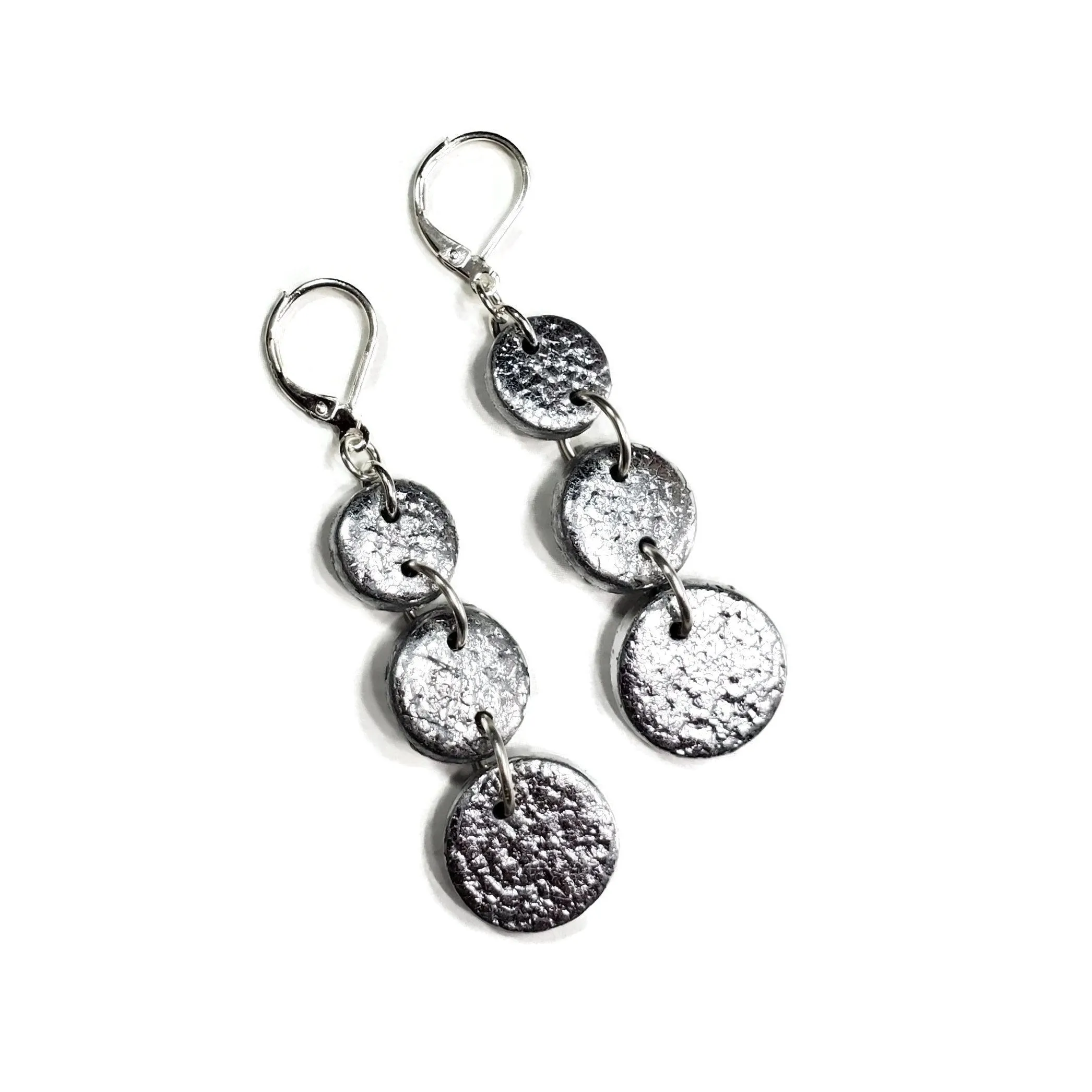 Linked Coin Dangle Earring - Chrome