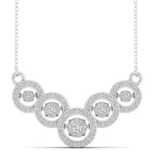 Linked Five Stone Halo Dancing Diamond Necklace
