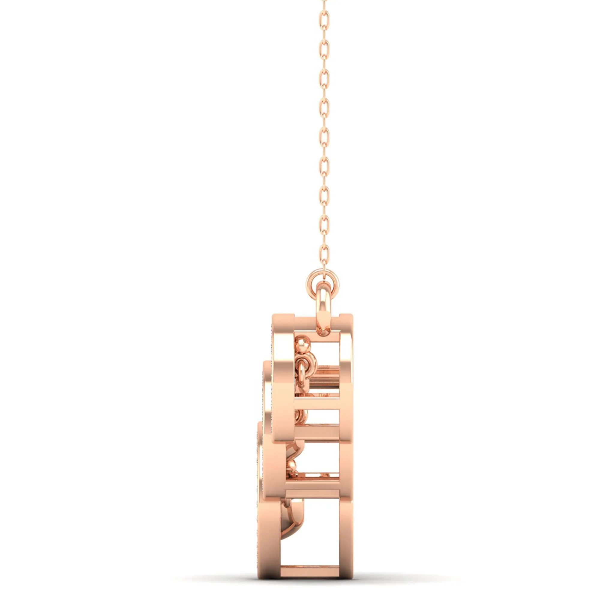 Linked Five Stone Halo Dancing Diamond Necklace