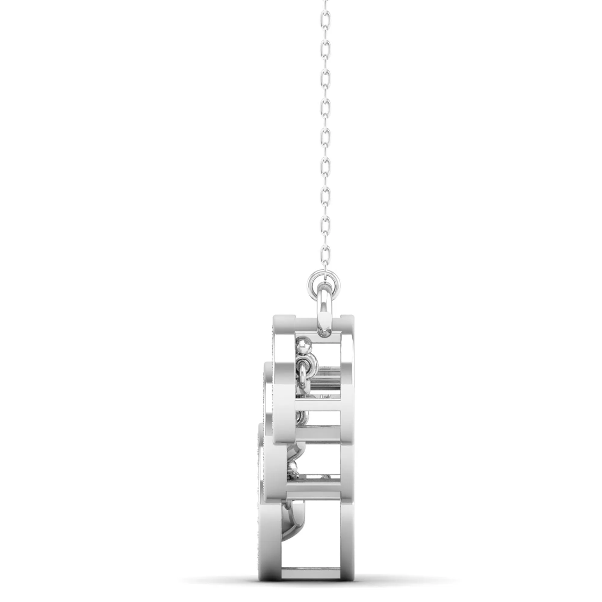 Linked Five Stone Halo Dancing Diamond Necklace