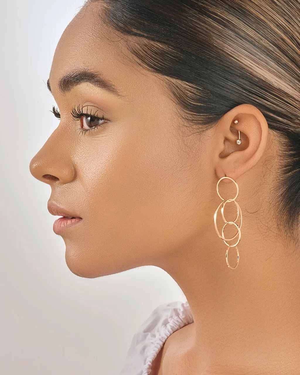 Linked Hoop Drop Earrings