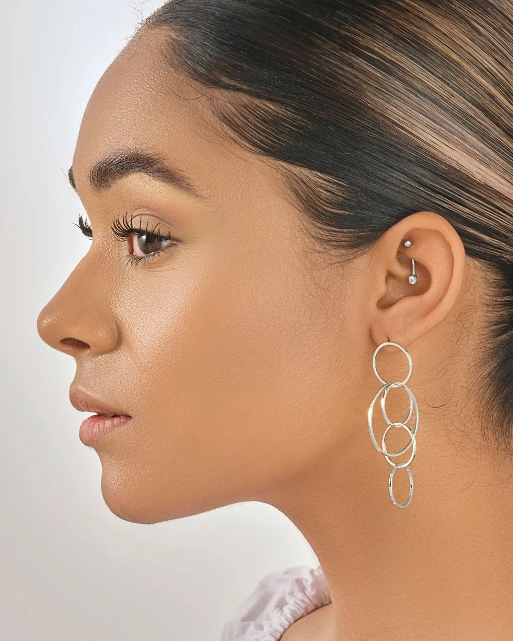 Linked Hoop Drop Earrings