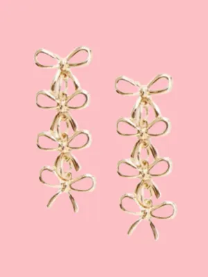 Linked Metal Four Bow Earring