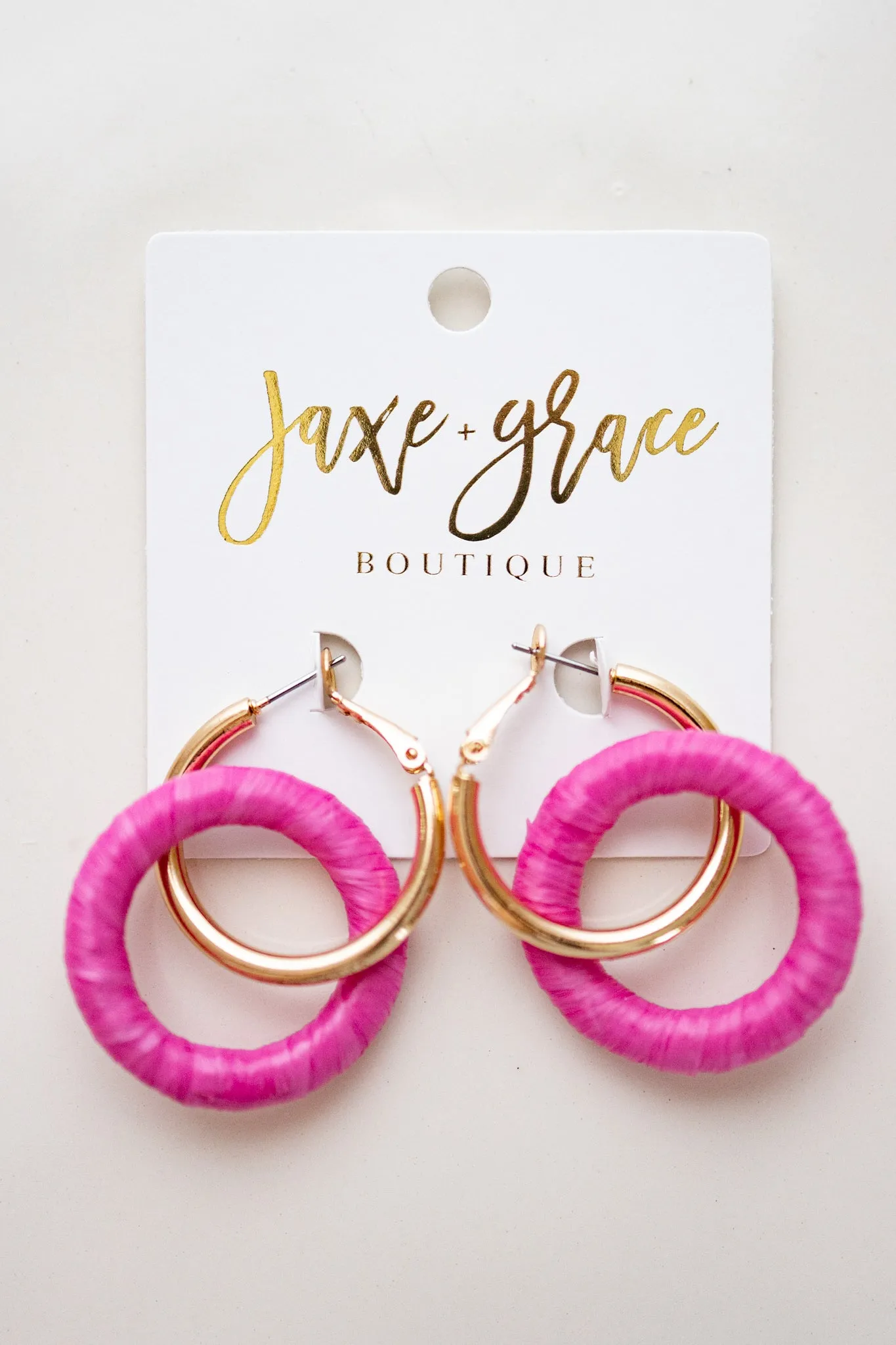 Linked Raffia & Metal Ring Hoops, VARIOUS