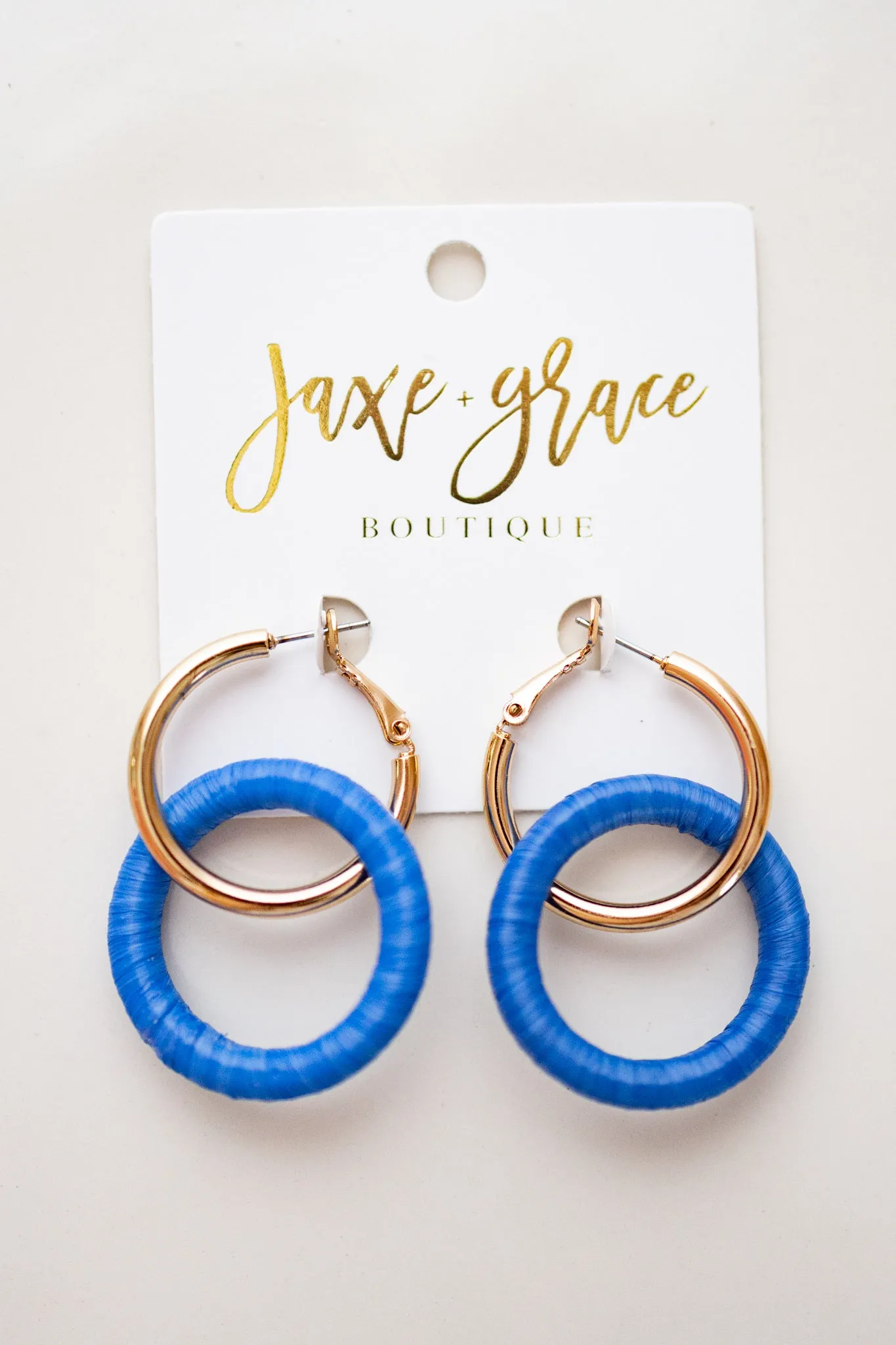 Linked Raffia & Metal Ring Hoops, VARIOUS