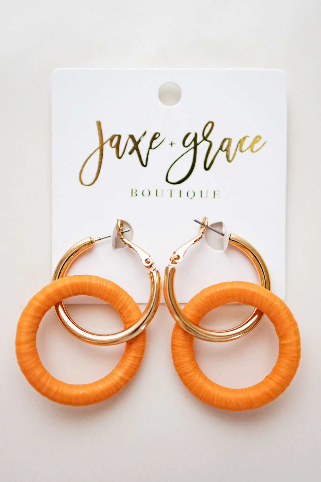 Linked Raffia & Metal Ring Hoops, VARIOUS