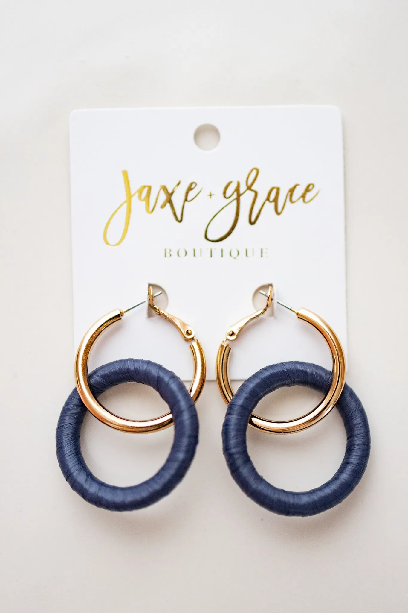 Linked Raffia & Metal Ring Hoops, VARIOUS