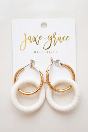 Linked Raffia & Metal Ring Hoops, VARIOUS