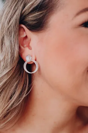 Linked Rings Dangle Earrings - Silver