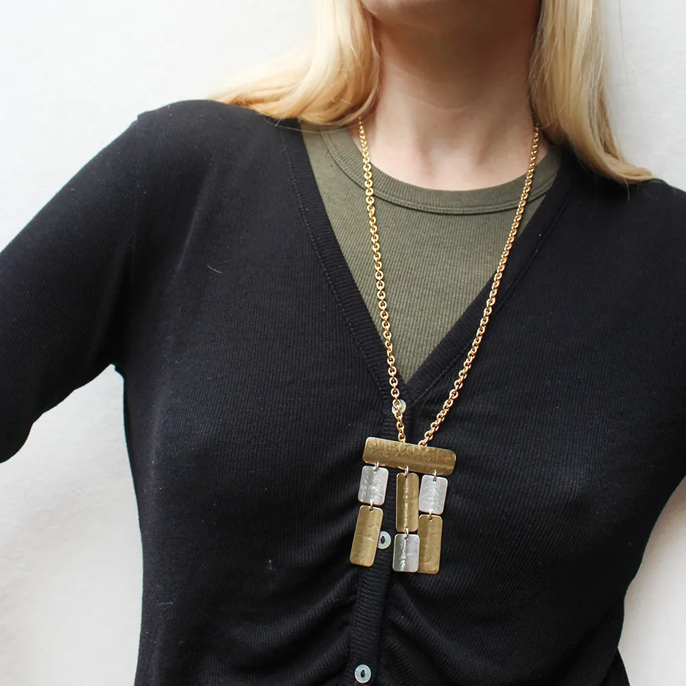 Linked Rounded Rectangles Long Necklace