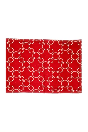 linked-up scarlet red printed cloth placemats