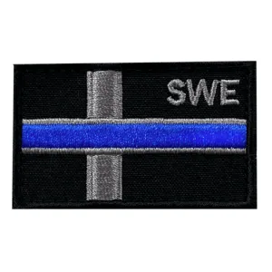 Liten Svensk flagga "Thin Blue Line" 6x4 cm