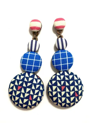 Long Earrings- Blue Geometrics