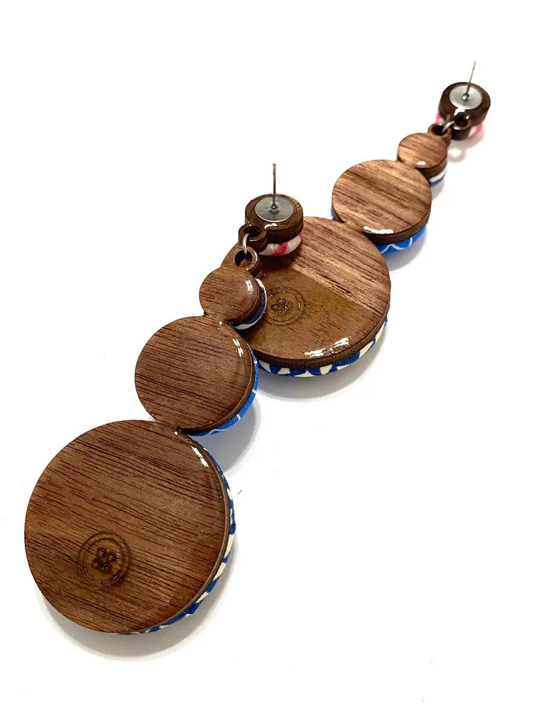 Long Earrings- Blue Geometrics