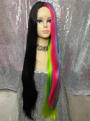 Long Rainbow Magic Wig