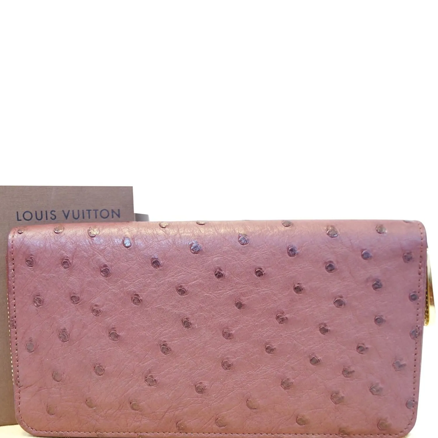 LOUIS VUITTON Burgundy Ostrich Leather Zippy Wallet - Sale