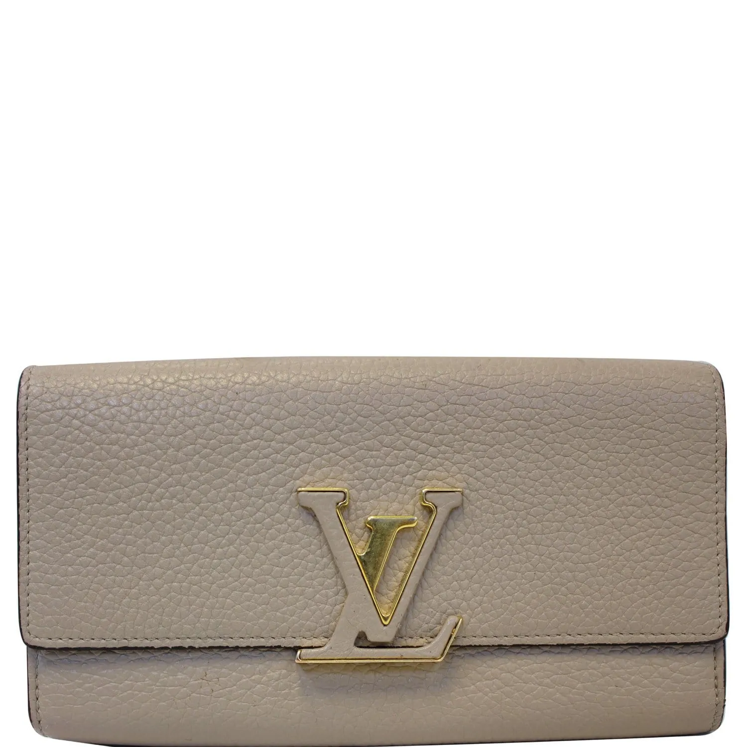 LOUIS VUITTON Capucines Taurillon Leather Wallet Galet