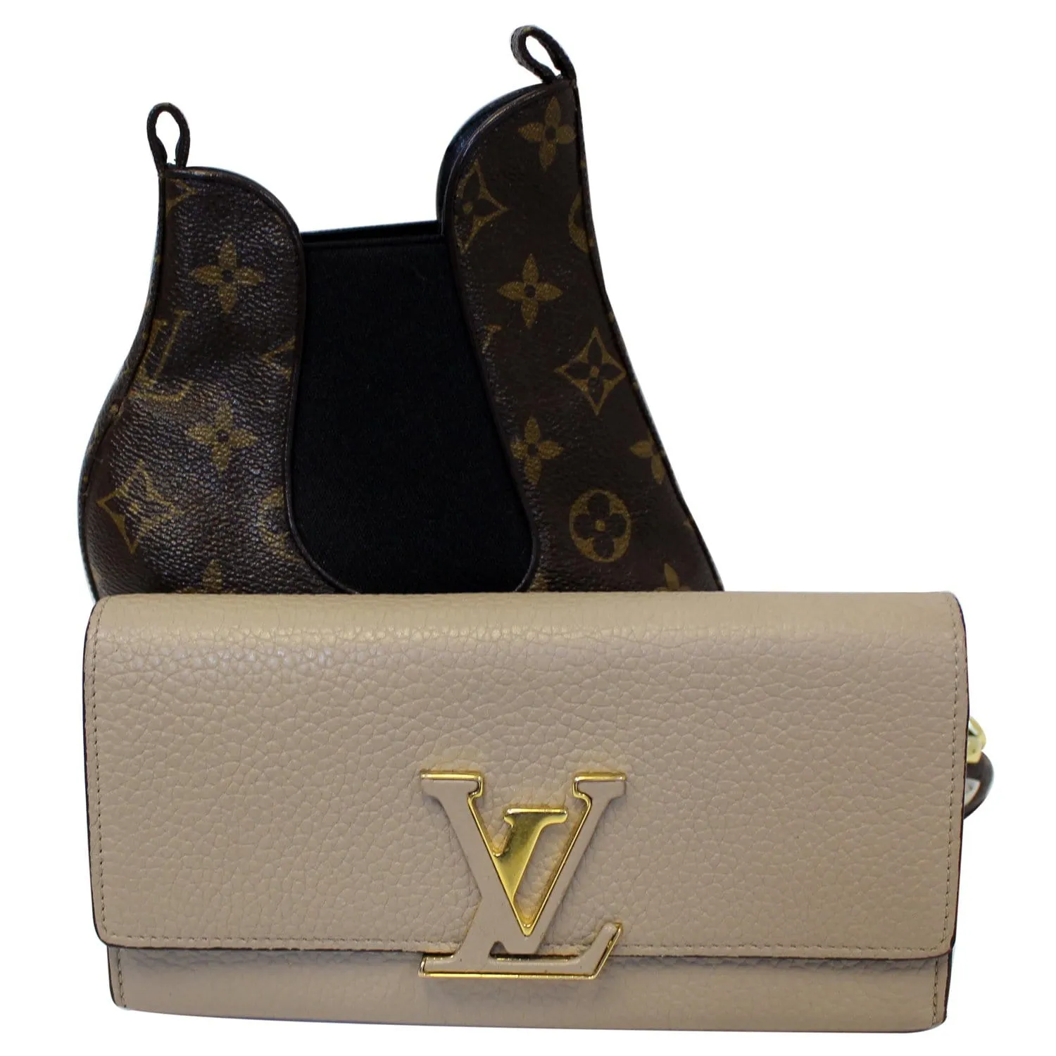 LOUIS VUITTON Capucines Taurillon Leather Wallet Galet