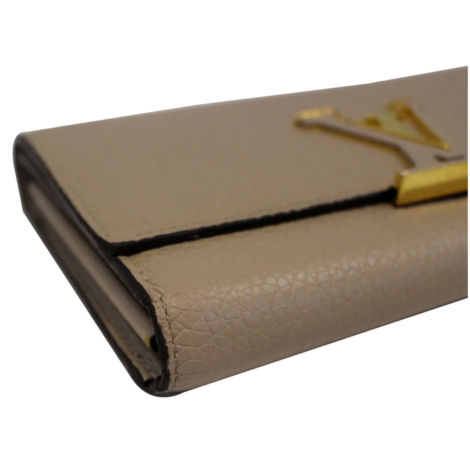 LOUIS VUITTON Capucines Taurillon Leather Wallet Galet