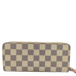LOUIS VUITTON Clemence Damier Azur Wallet White