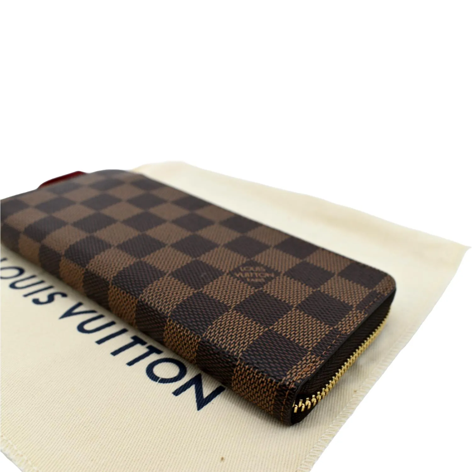LOUIS VUITTON Clemence Damier Ebene Zippy Wallet Brown