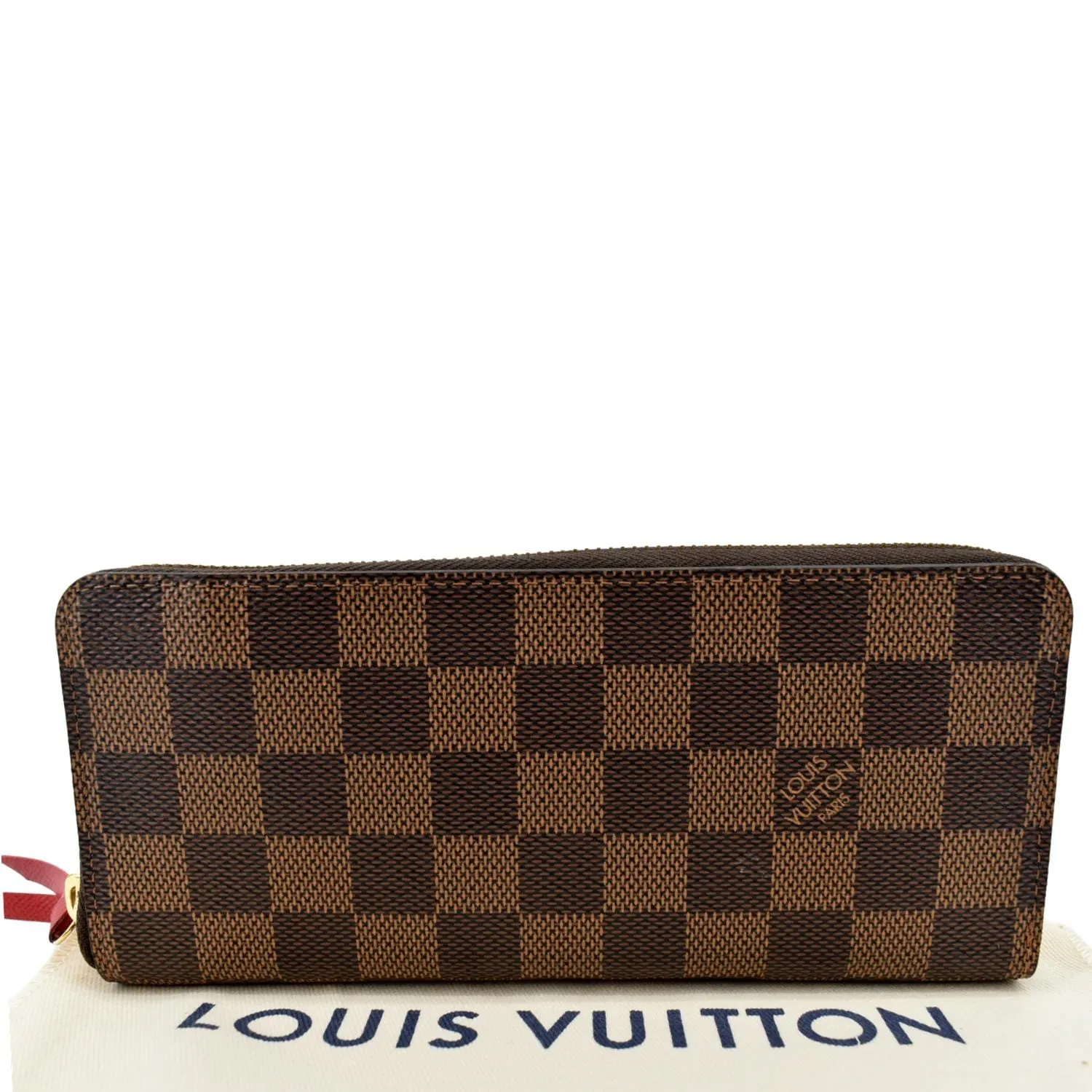 LOUIS VUITTON Clemence Damier Ebene Zippy Wallet Brown