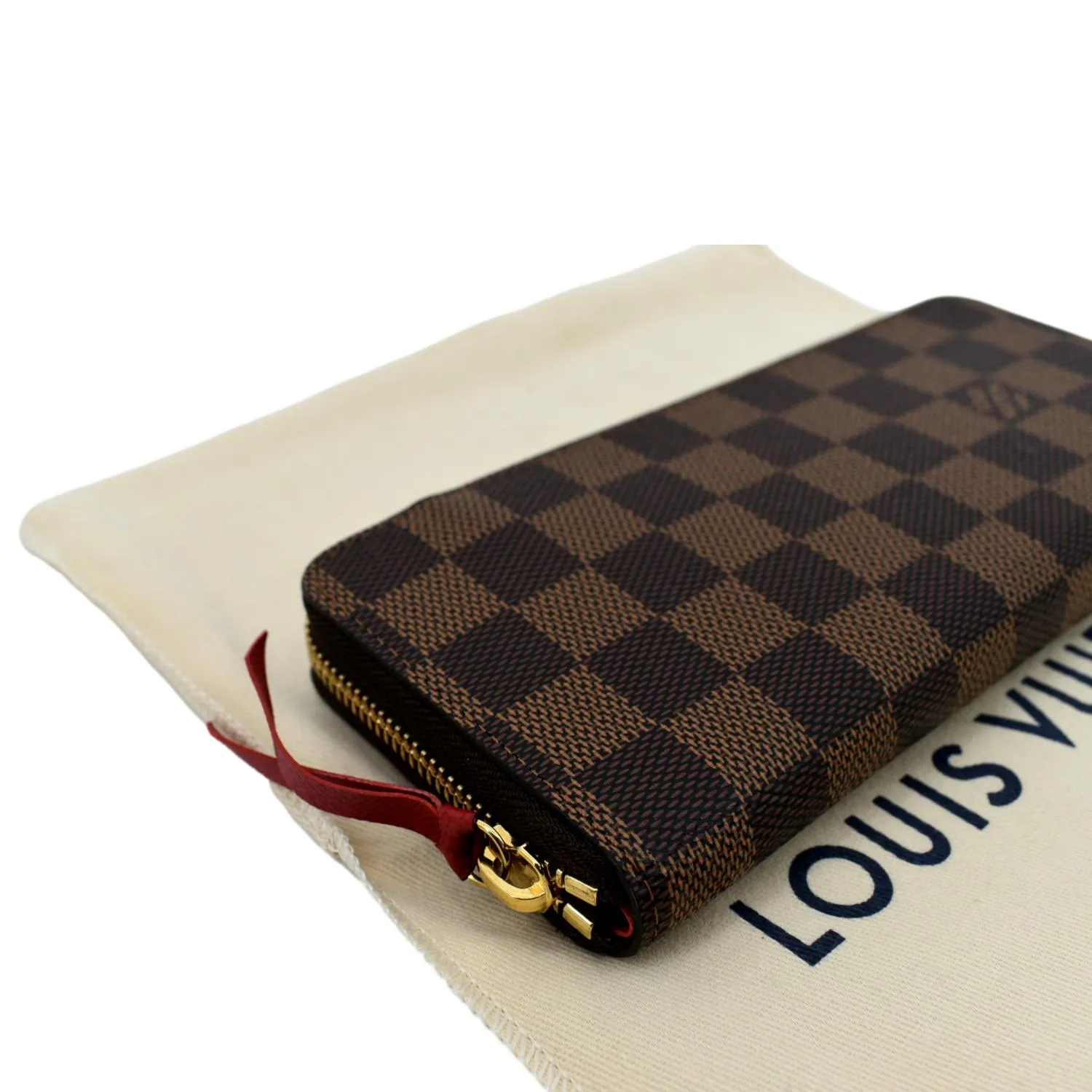 LOUIS VUITTON Clemence Damier Ebene Zippy Wallet Brown