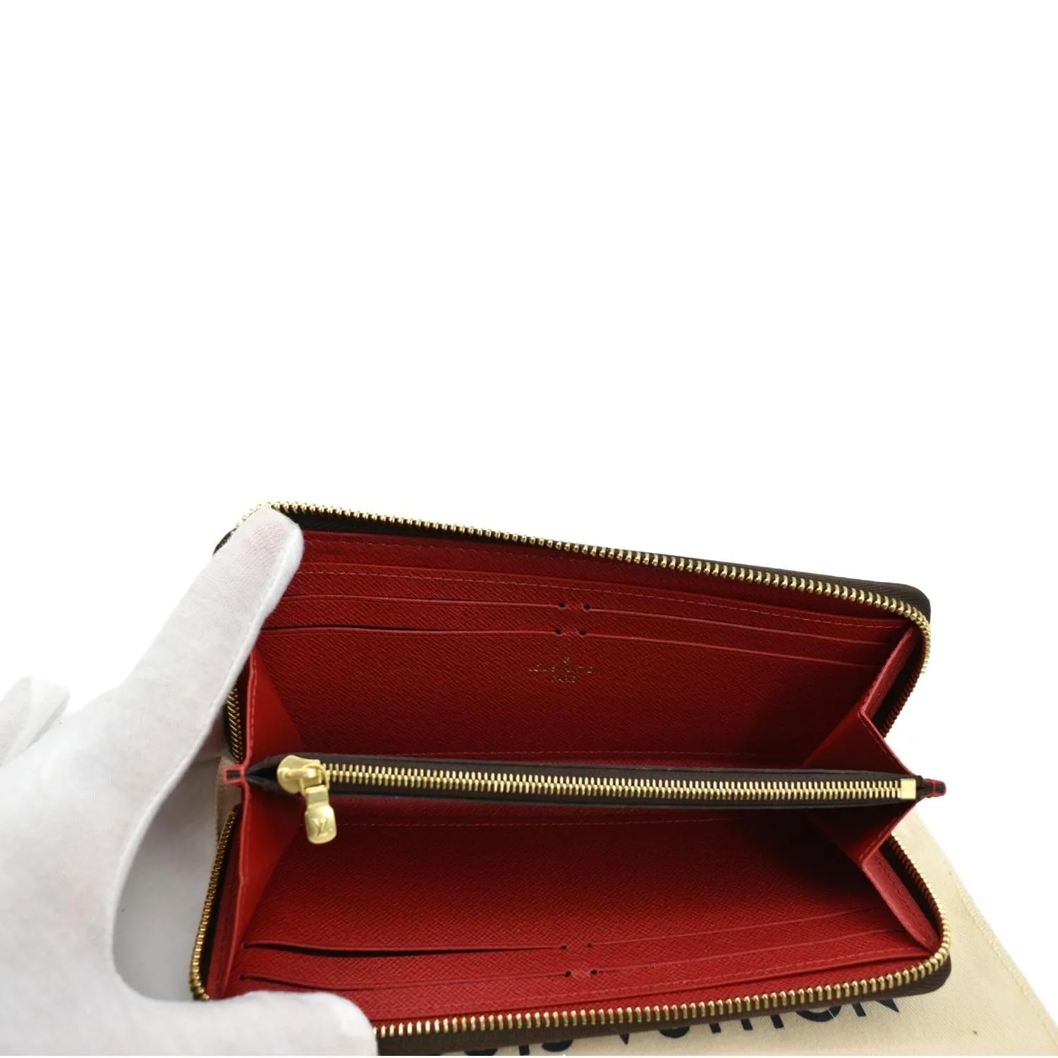 LOUIS VUITTON Clemence Damier Ebene Zippy Wallet Brown