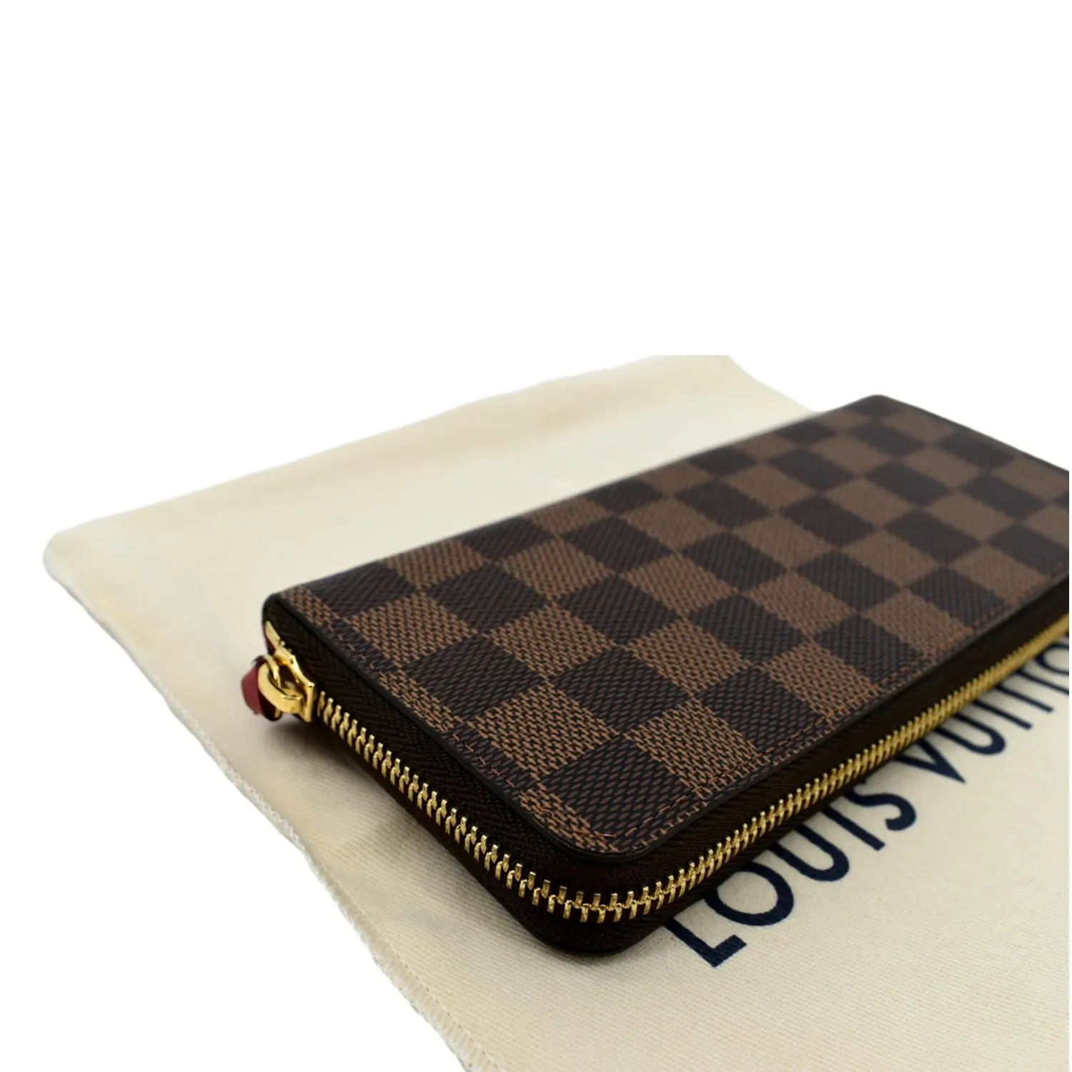 LOUIS VUITTON Clemence Damier Ebene Zippy Wallet Brown