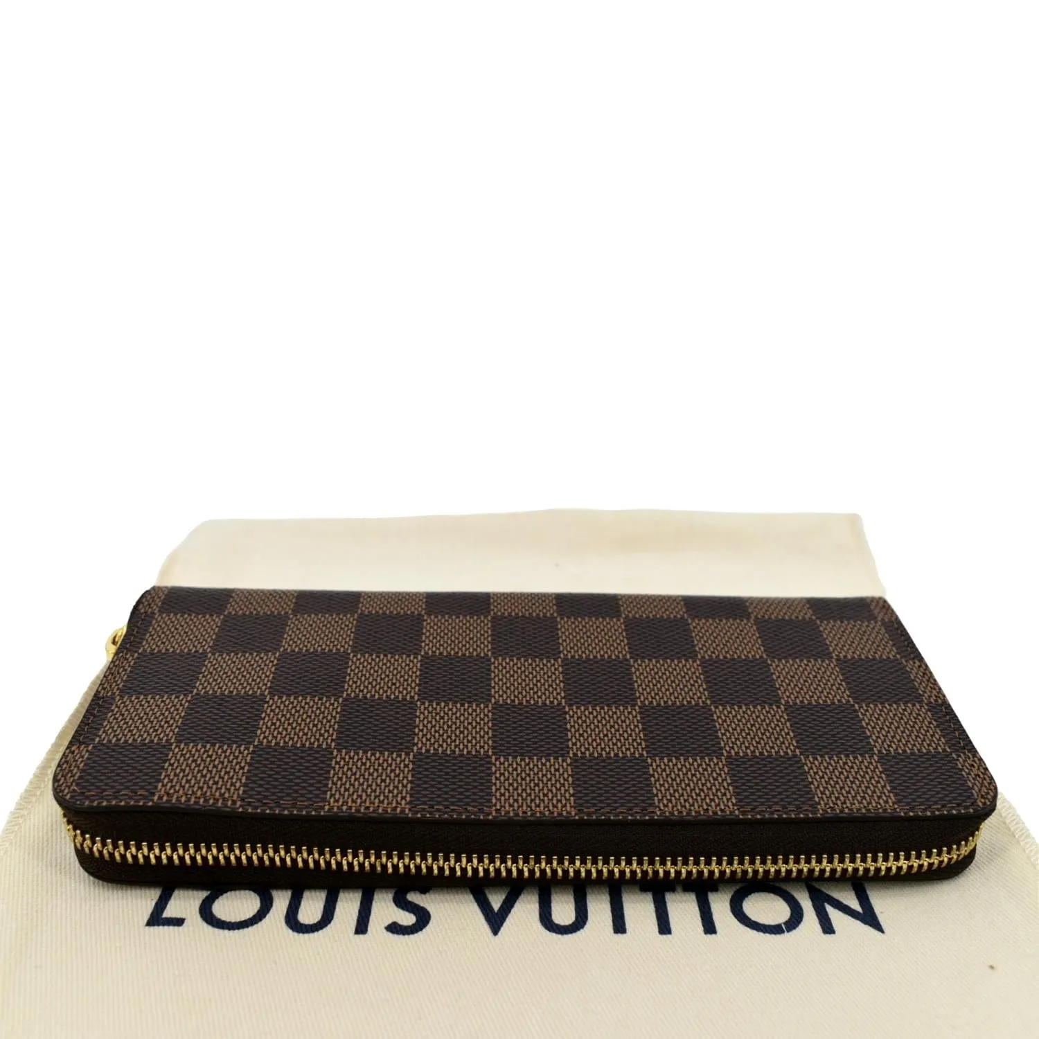 LOUIS VUITTON Clemence Damier Ebene Zippy Wallet Brown