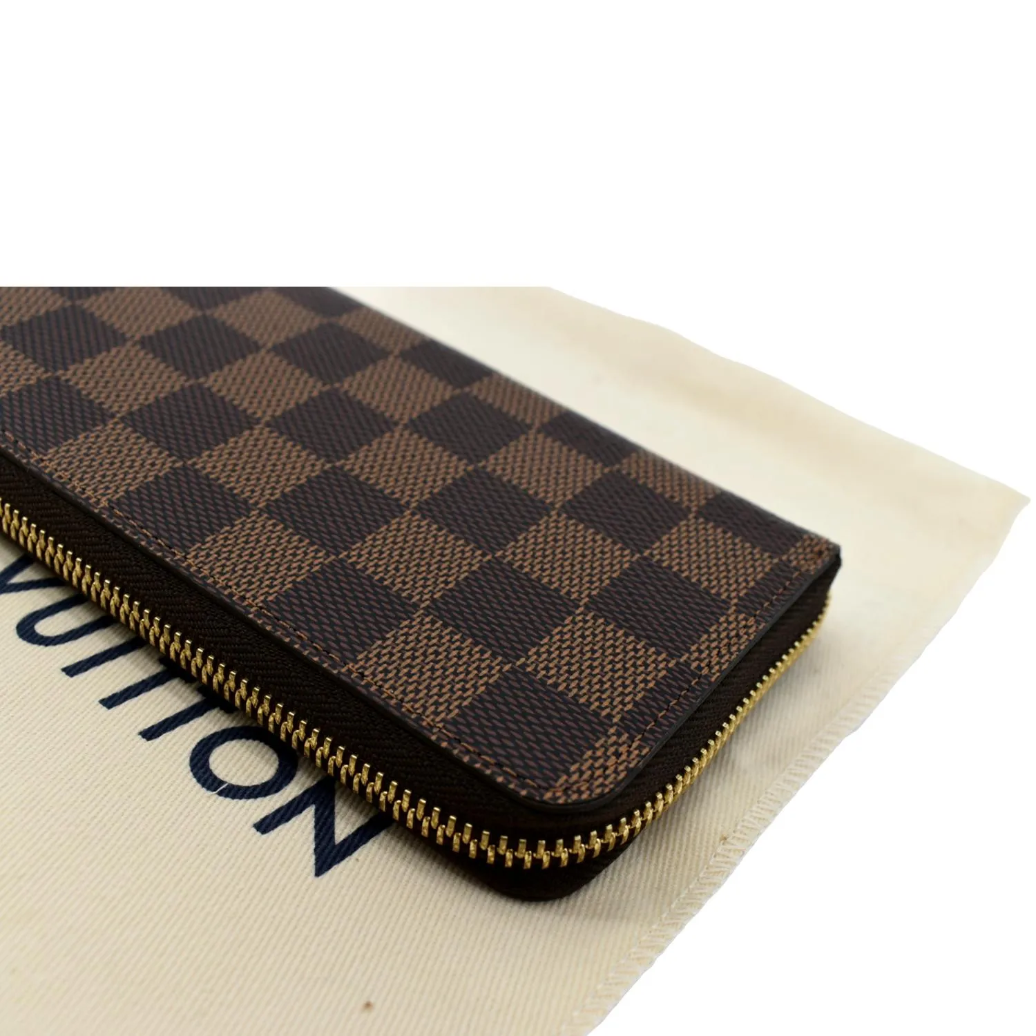 LOUIS VUITTON Clemence Damier Ebene Zippy Wallet Brown