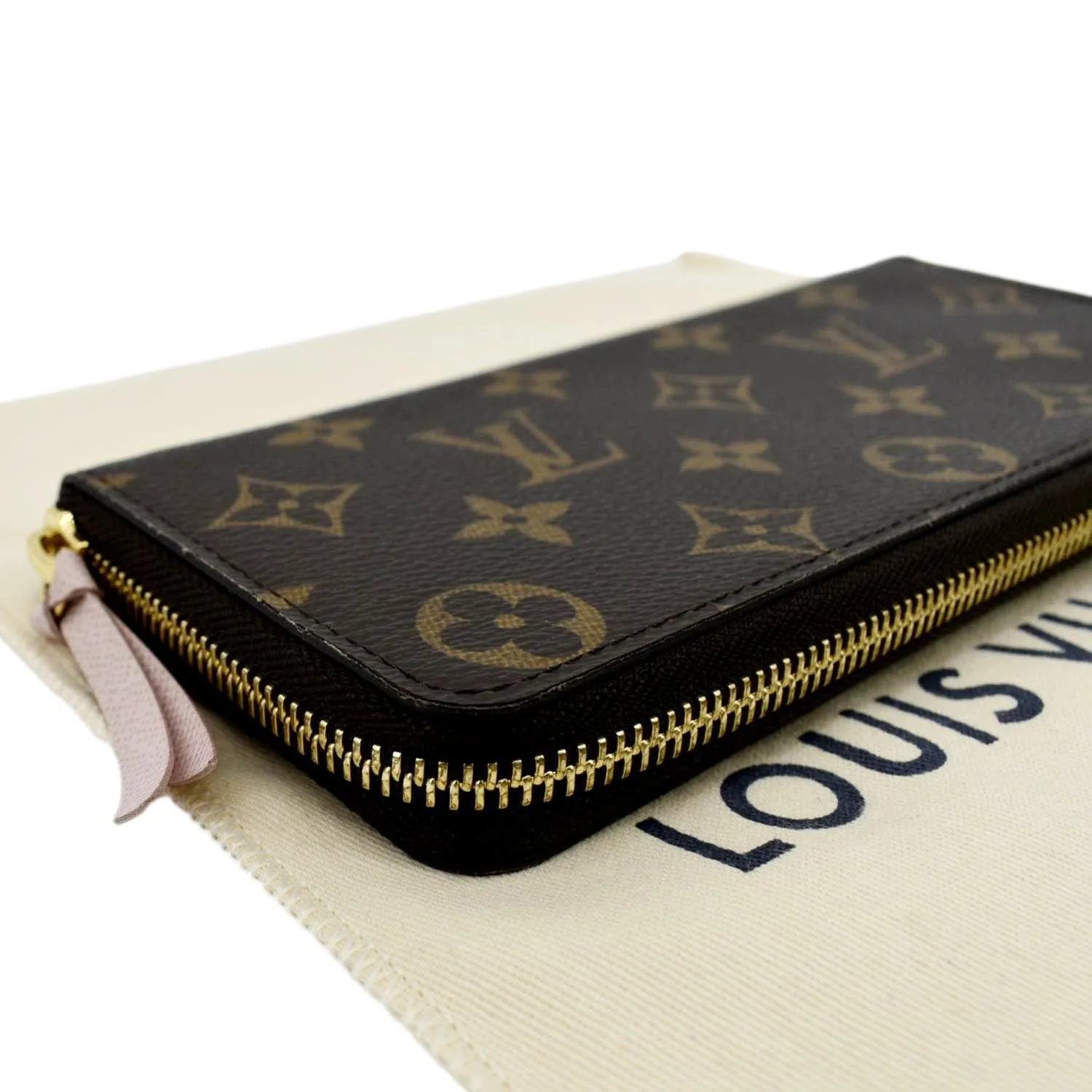 LOUIS VUITTON Clemence Monogram Canvas Zippy Wallet Brown
